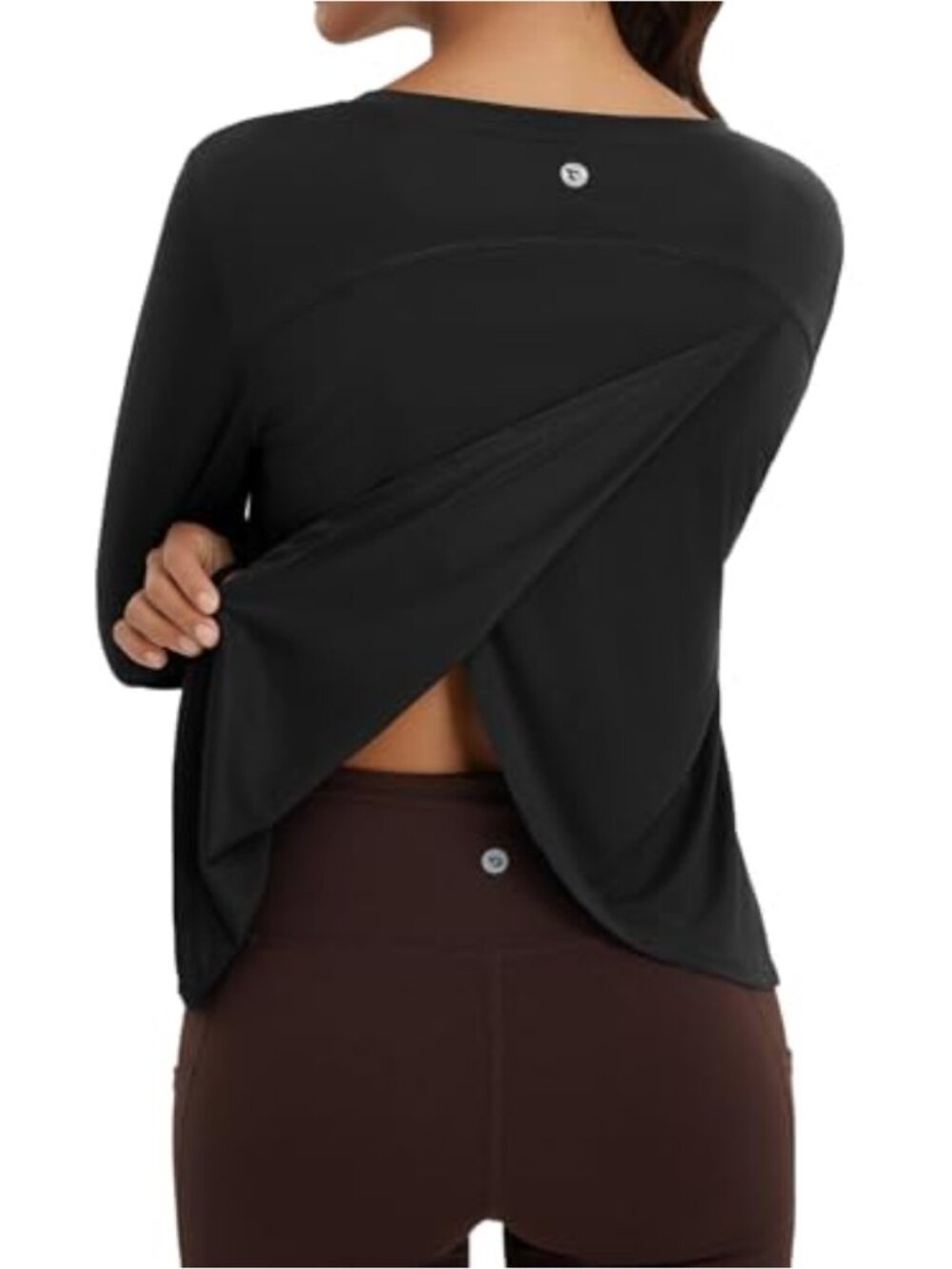 Long Sleeve Split Back Running Shirt UPF 50+ Athletic Workout Top
